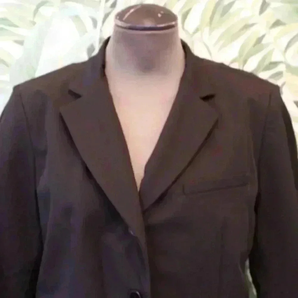 Vtg Women's DKNY Black Blazer 3/4 Sleeve Nylon Blend Career Business Jacket 10 - Picture 2 of 5